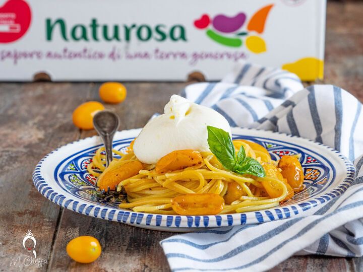 Spaghetti pomodorini e burrata